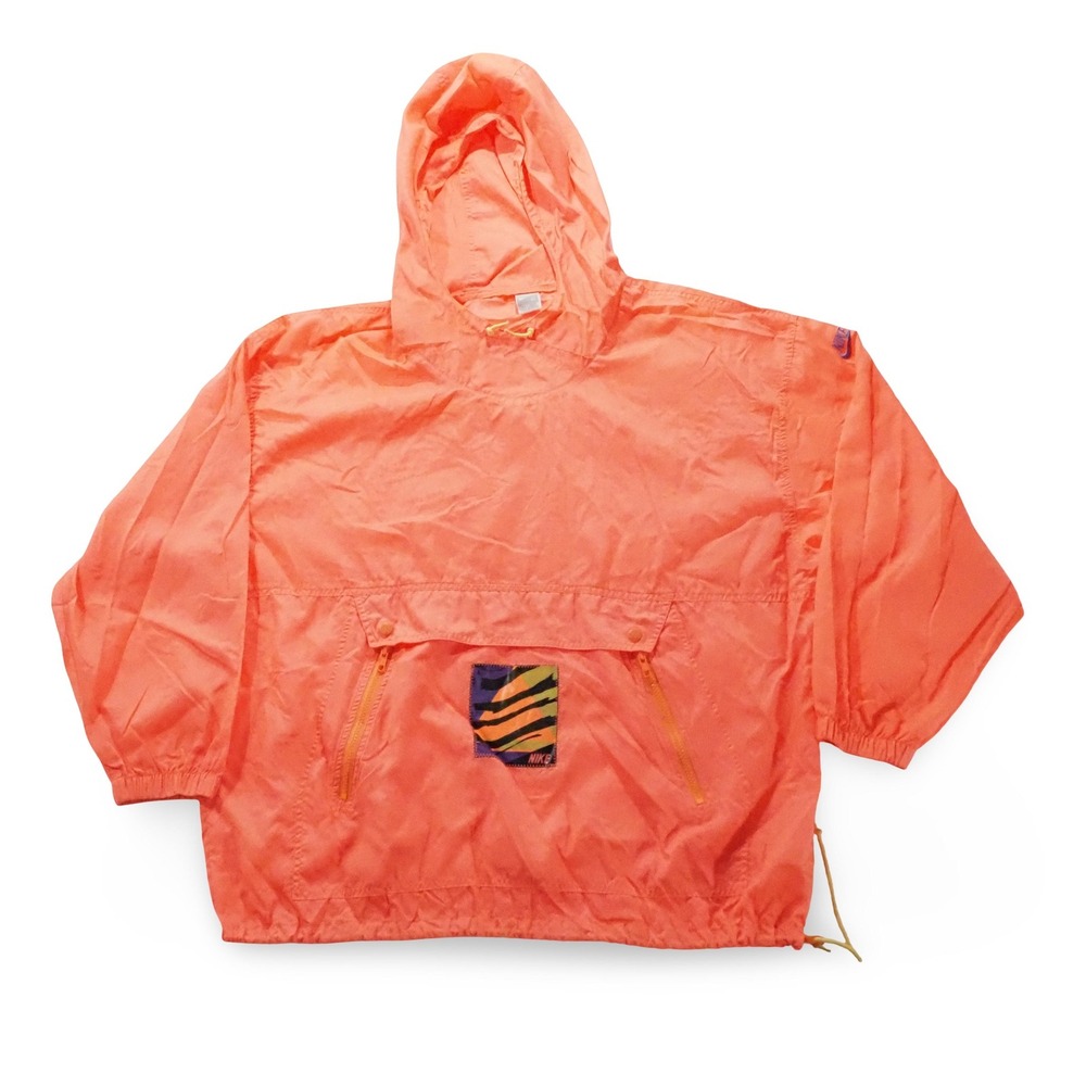 Nike Anorak Pullover Jacket Mens M‎ Orange Vintage 90s Oversized Windbreaker